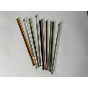 Vintage Glass Swizzle Sticks - clear, brown and green tones - set of 10